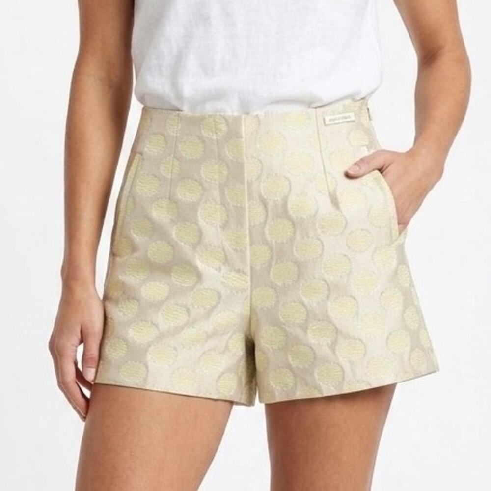 Jade Melody Tam Mia Shorts Butter Yellow Gold Metallic Circle Jacquard Size 4